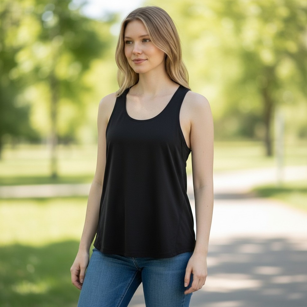 All in Motion Womens Racerback Tank Top Black Moisture Wicking Activewear M